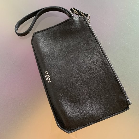 BNWT BOTKIER WRISTLET BAG LEATHER PURSE CHEVRON BLACK BLUE WHITE - Picture 3 of 14